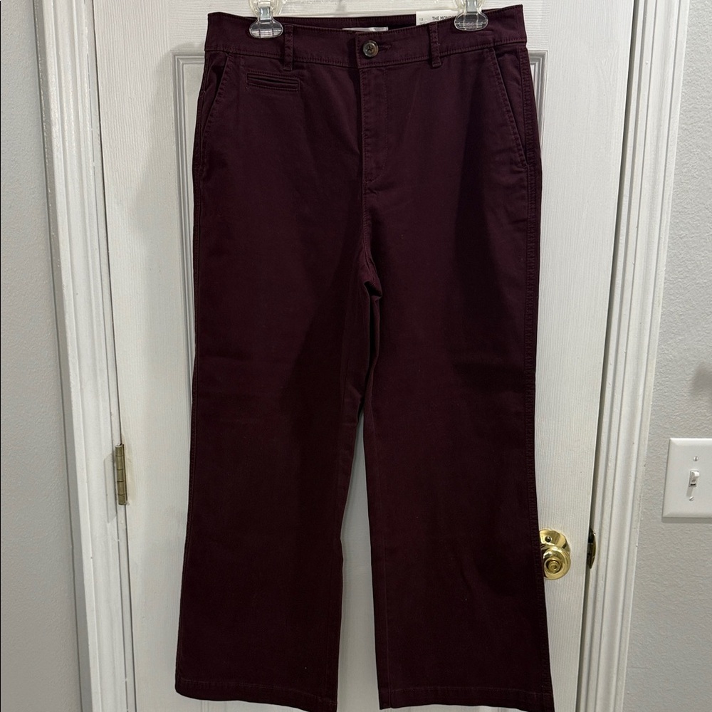 LOFT Monroe Burgundy Wide Leg Pants